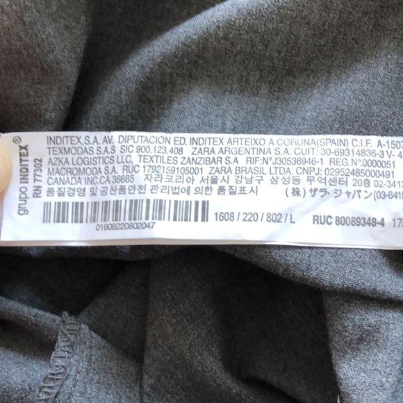 ZARA Gray pants. White stripe cropped Gray Ankle trousers, Size Large. Stretch - Picture 6 of 14